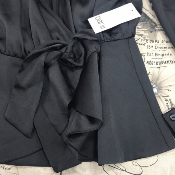 Bar III Faux-Wrap Tie-Waist Top - Picture 3 of 6
